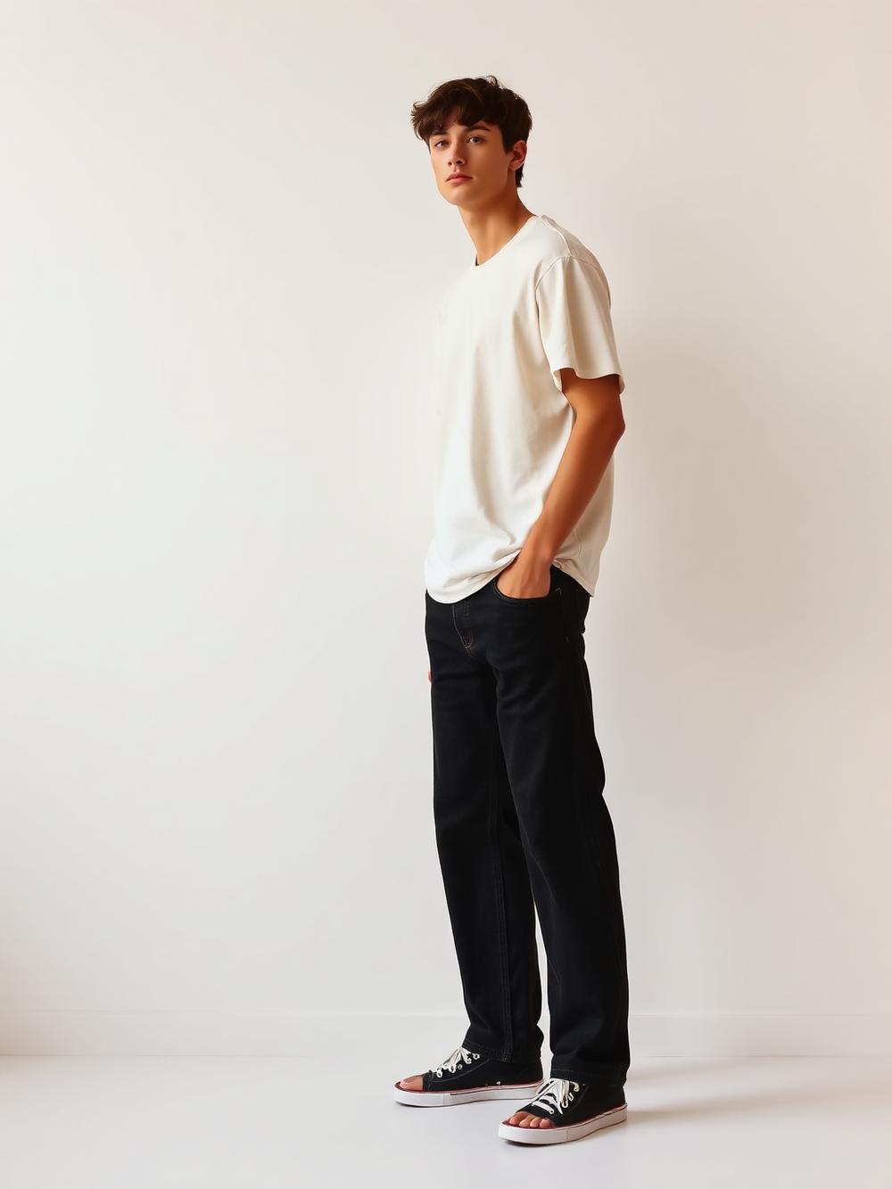 RAW EDGE DENIM worn by model
